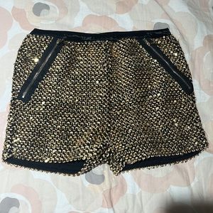 Gold and black sparkle shorts